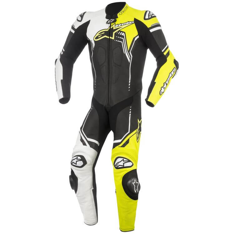 GP Plus v2 Race Suit Black White Yellow Front