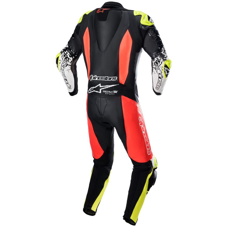 GP Tech v4 Motorbike Race Suit Black Red Yellow back