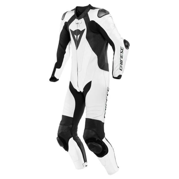 Laguna Seca 5 Leather Race Suit White Black Front