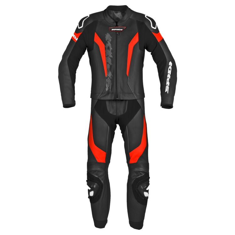 Laser Touring Motorbike Leather Racing Suit Black Red front