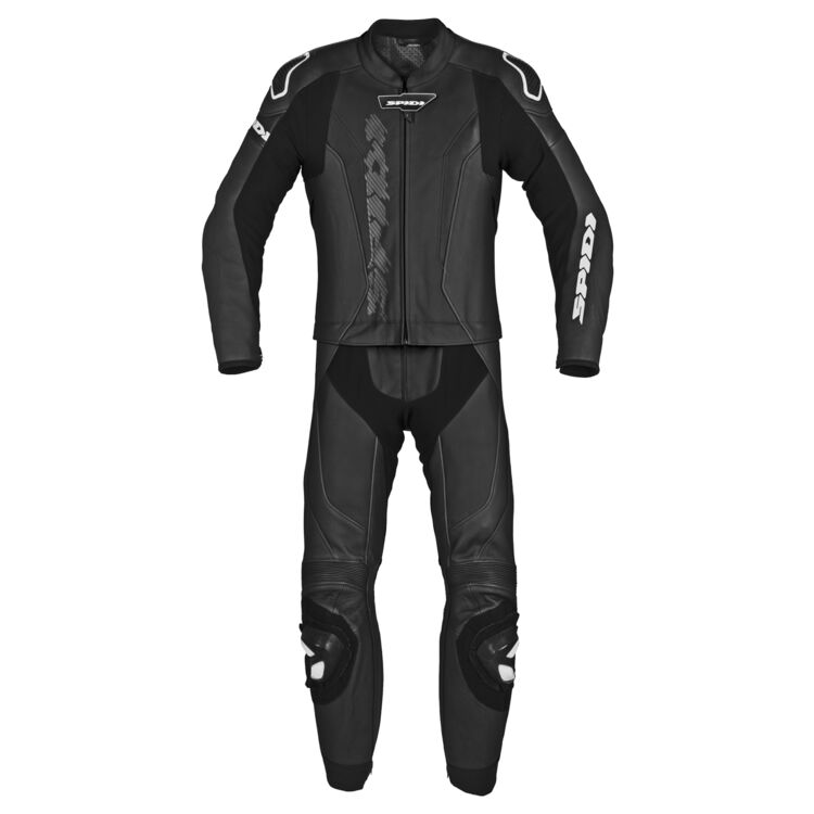 Laser Touring Motorbike Leather Racing Suit Black White front