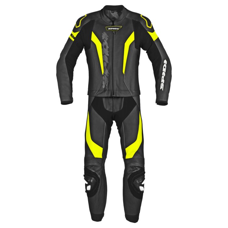 Laser Touring Motorbike Leather Racing Suit Black Yellow front