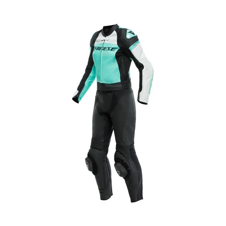 Mirage Motorbike Race Suit Black Aqua Grey front