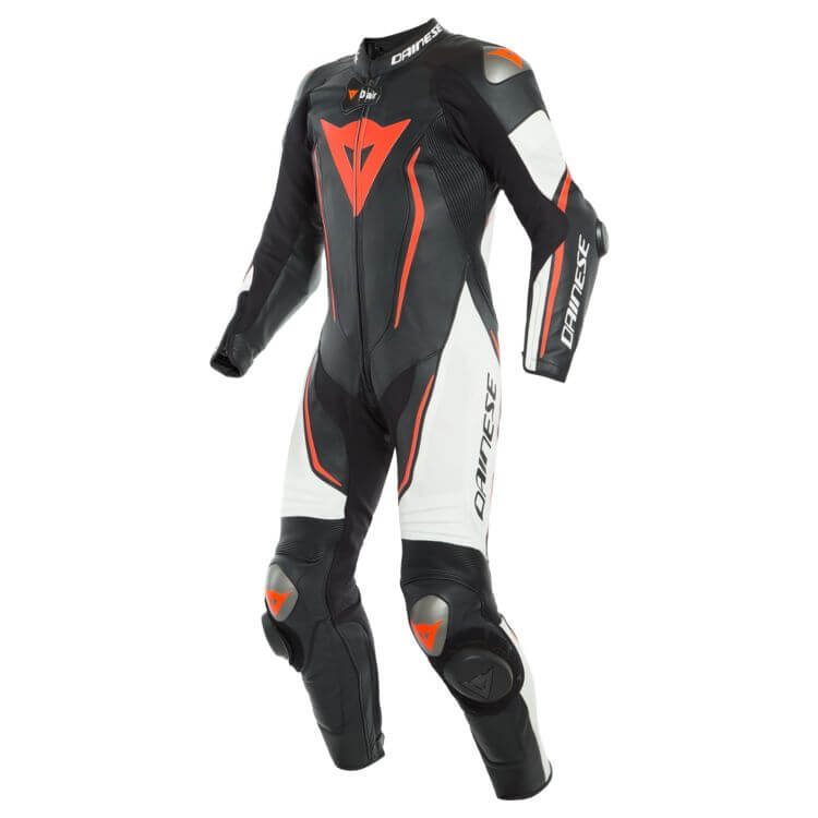 Misano 2 D-Air Perforated Motorbike Racing Suit Black White Red Front