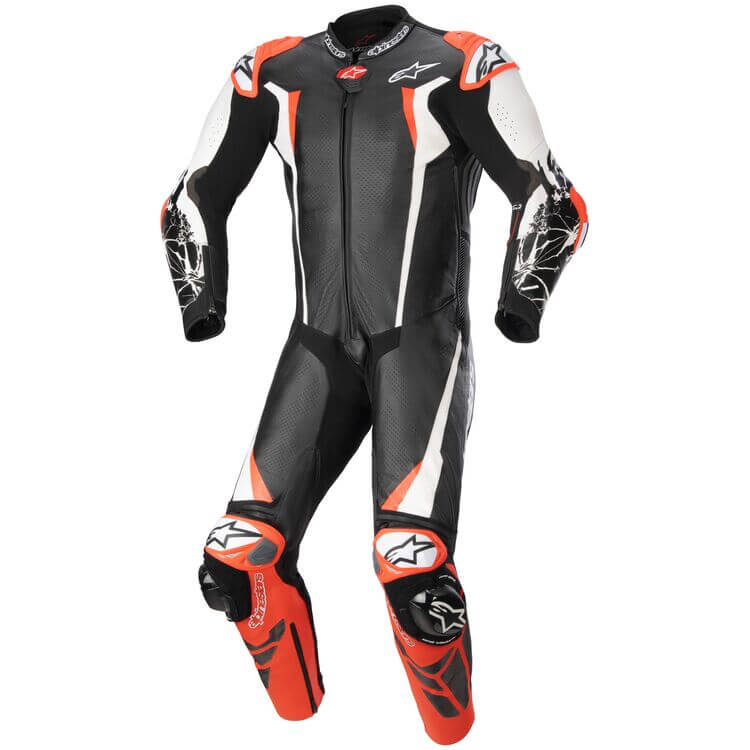 Motorcycle Leather Racing Suit Absolute v2 black white red front