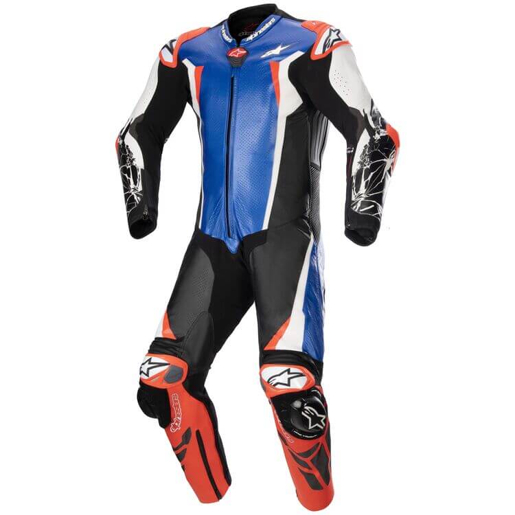 Motorcycle Leather Racing Suit Absolute v2 blue black red front