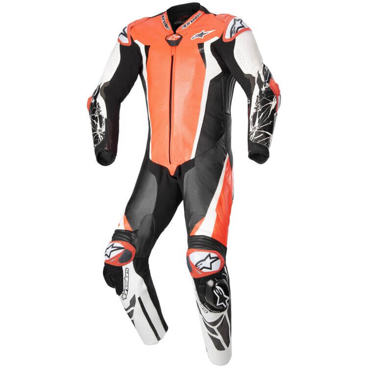 Motorcycle Leather Racing Suit Absolute v2 red white black front