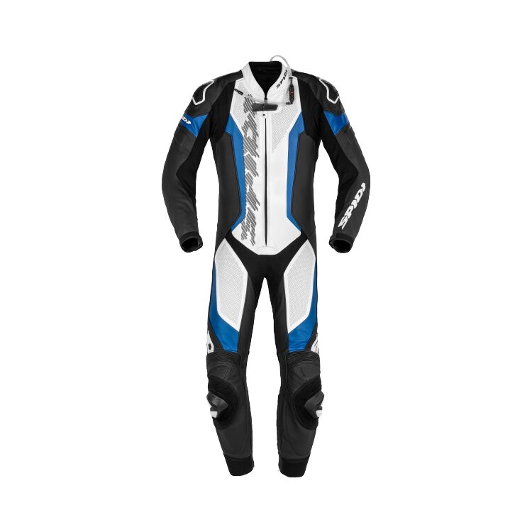 Motorcycle Racing Suit Laser Pro black white blue front