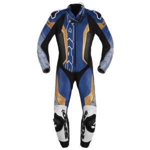 Supersonic Pro Motorbike Race Suit Black Blue Gold front