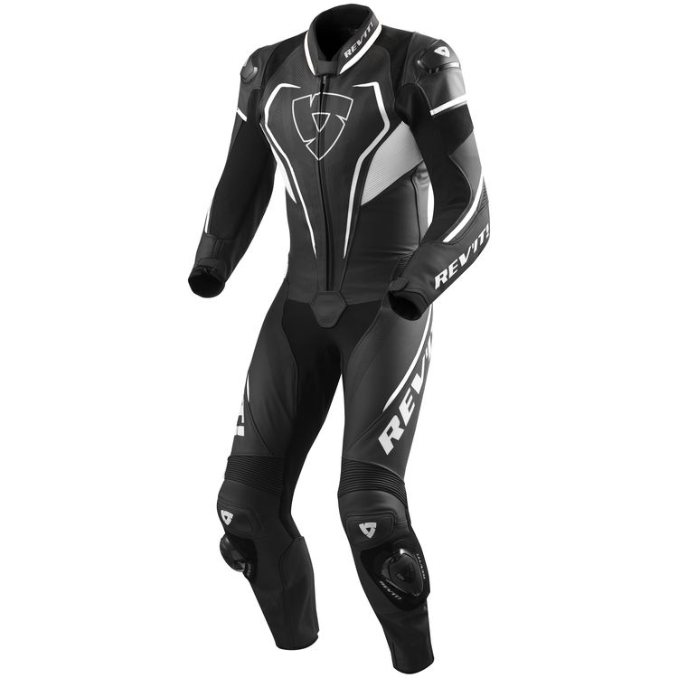 Vertex Pro motorbike leather race suit black white front