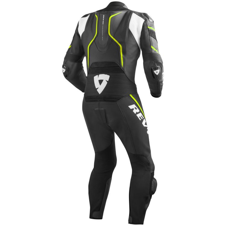 Vertex Pro motorbike leather race suit black yellow back
