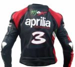 Aprilia Custom Motorbike Leather Racing Jacket Black Red White Green back