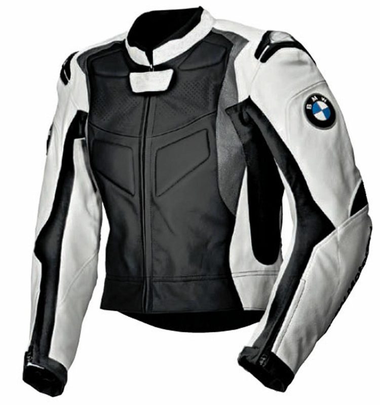 bmw custom motorbike racing jacket black white front