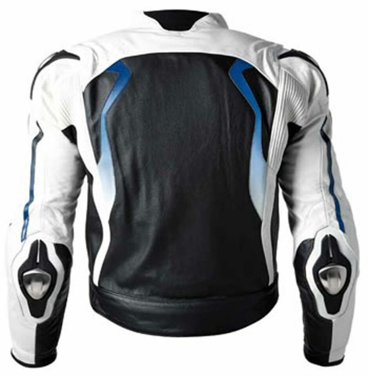 bmw custom motorbike racing jacket black white back