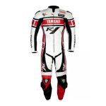 Yahama R1 Moto Gp Leather Racing Suit White Red Black Front