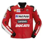 Ducati Motorcycle Leather Racing Jacket Red White Front