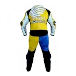 Honda Moriwaki Custom Motorcycle Leather Racing Suit Yellow Blue White Back