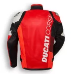Ducati Corse Motorbike Leather Jacket Slant Design Red White Black Back