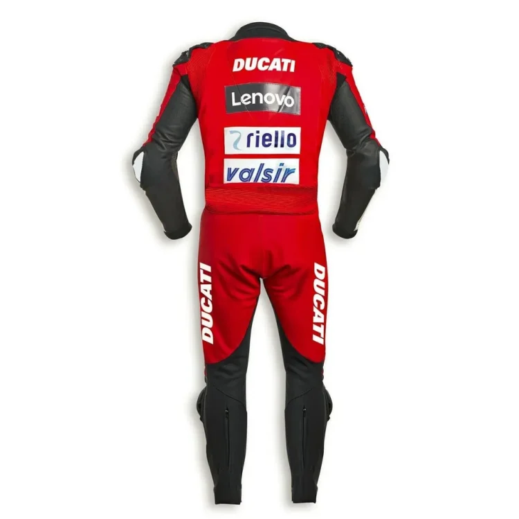 Custom Ducati Motorcycle Leather Racing Suit Red Black Back