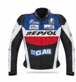 Honda Repsol Leather Racing Jacket Black Blue Front