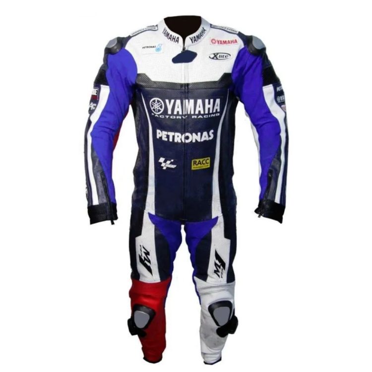 Yamaha Petronas Moto Gp Leather Racing Suit Blue White Red Front