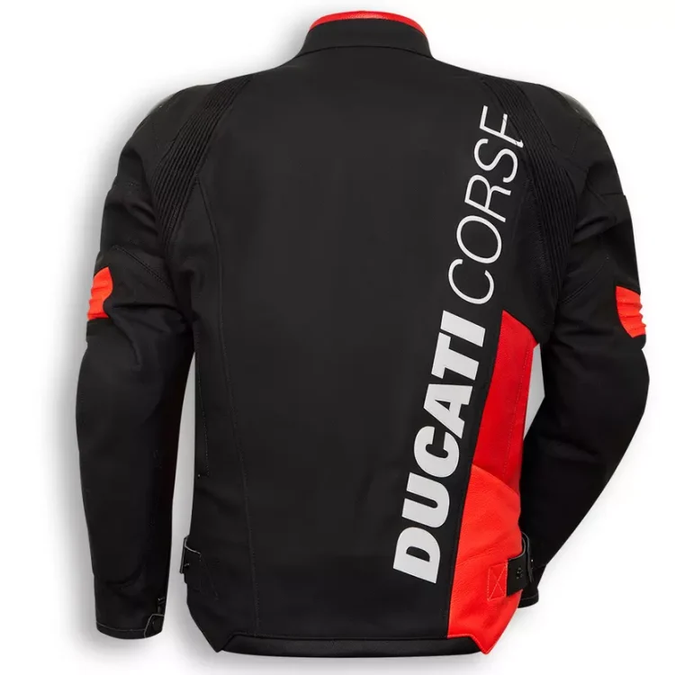 Ducati Corse Motorcycle Leather Racing Jacket Black Back