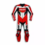 Custom Ducati Motorbike Leather Racing Suit Black Red Front