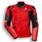 Ducati Corse Custom Motorcycle Leather Racing Jacket Red Front