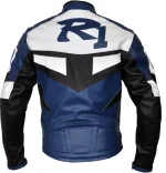 Yamaha R1 Motorbike Leather Racing Jacket Blue White Black Back