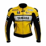 Yamaha Moto Gp VR 46 Leather Racing Jacket Yellow Black Front