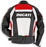 Ducati Motorbike Leather Racing Jacket White Black Red Back