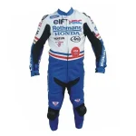 Rothmans Honda Leather Racing Suit Blue White Red Front