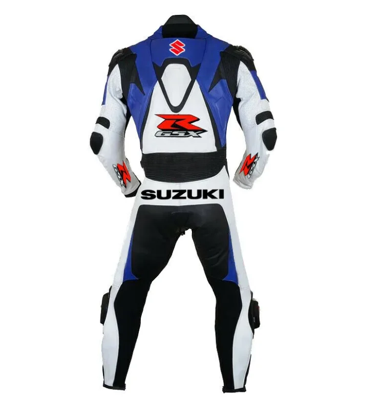 Suzuki R GSX Custom Design Motorbike Suit Blue White Black Back