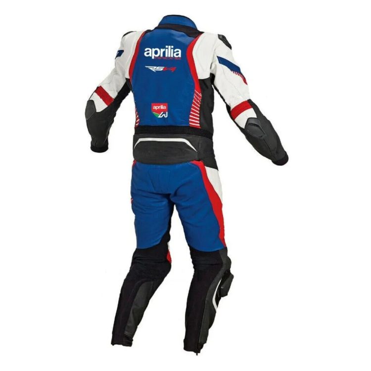 Aprilia Moto Gp Leather Racing Suit Blue White Black Red Back
