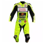 Honda Motorbike Leather Racing Suit Yellow Black Front