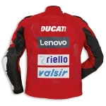 Ducati Motorcycle Leather Racing Jacket Red White Back