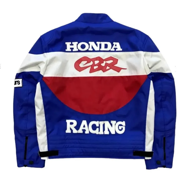 Honda CBR Motorcycle Racing Jacket Blue White Maroon Back