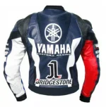 Yamaha Petronas Moto Gp Motorcycle Leather Racing Jacket Blue White Red Back