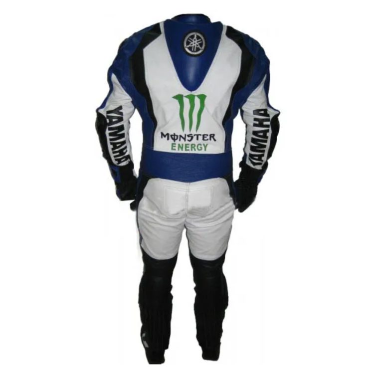 Yamaha Monster Energy Motorcycle Leather Racing Suit Blue White Back