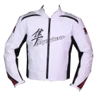 Suzuki Hayabusa Leather Racing Jacket White Black Front