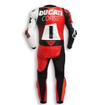 Ducati Corse Motorbike Leather Racing Suit Orange Red Black White Back