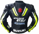 Suzuki ECSTAR Moto Gp Leather Racing Jacket Black Yellow Back