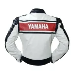 Yamaha Motorcycle Leather Racing Jacket White Black Red Back