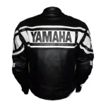 Yamaha Dunlop Motorcycle Leather Racing Jacket Black White Back