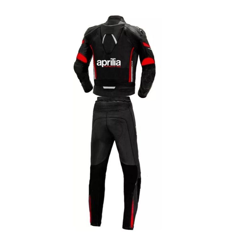 Aprilia RSV4 Moto Gp Leather Racing Suit Black Red White Back