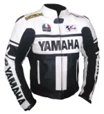 Yamaha AGV Moto Gp Leather Racing Jacket White Black Front
