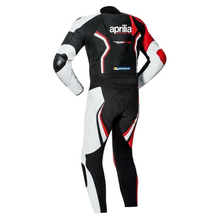 Aprilia HSBK Racing Motorbike Suit Red Black White Back