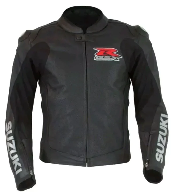 Suzuki R GSX Leather Racing Jacket Black Front
