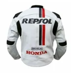 Honda Repsol Motorbike Leather Racing Jacket White Black Back
