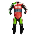 Aprilia Racing Moto Gp Leather Suit Red Black Green White Front